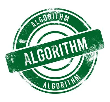 Algorithm - green round grunge button, stamp Foto stock