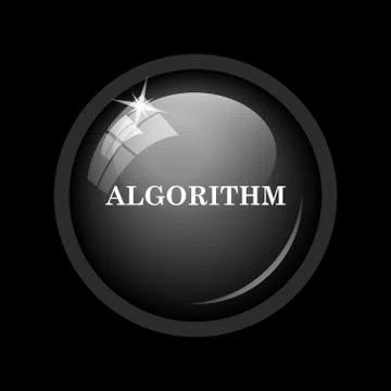 Algorithm icon. Internet button on black background. . Stock Illustration