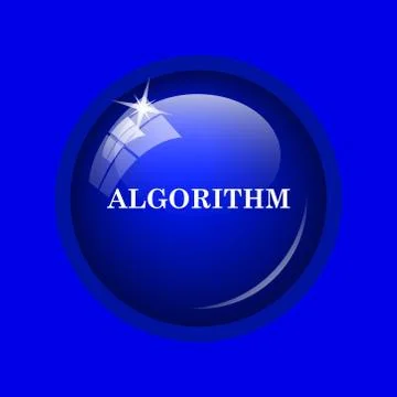 Algorithm icon. Internet button on blue background. . Stock Illustration