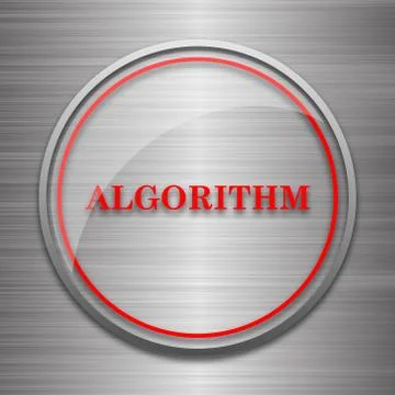 Algorithm icon. Internet button on metallic background.. Stock Illustration