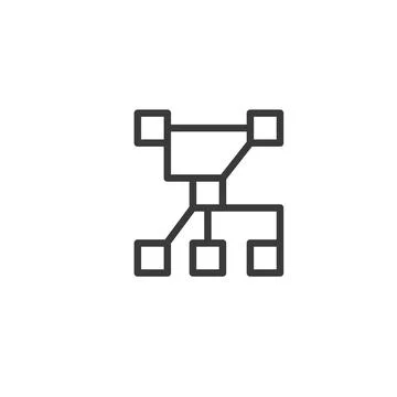 Algorithm, icon in line design. Algorithm, computation, process, logic, system Stock Illustration