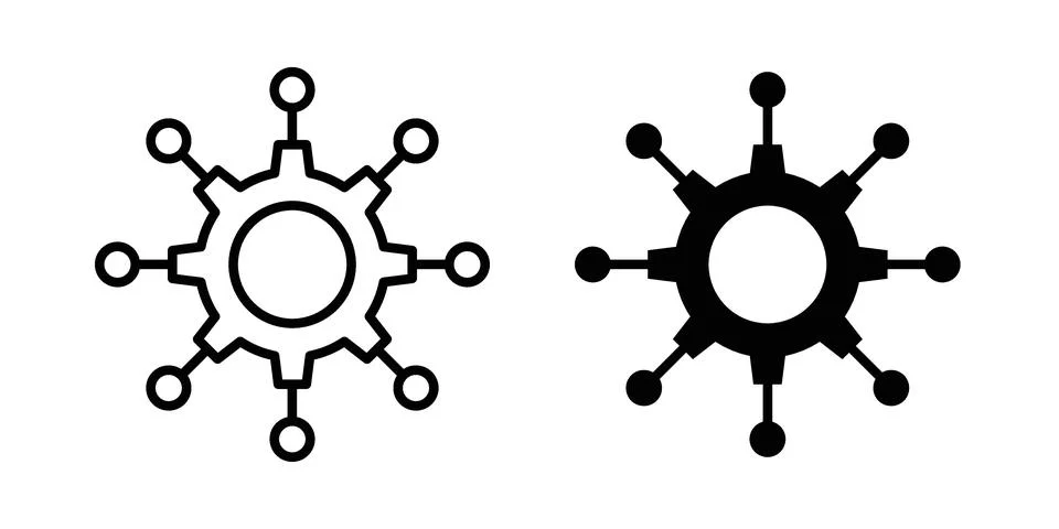 Algorithm icon silhouette vector set. thin line pack Illustrazione stock