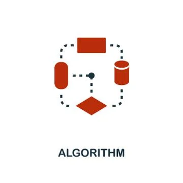 Algorithm icon in two color design. Red and black style elements from machine 库存插图