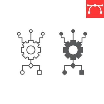 Algorithm line and glyph icon Stock Illustration