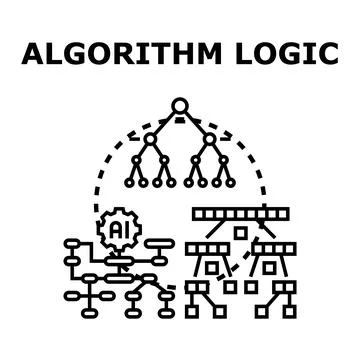 Algorithm logic and data structuring concept developing Stock Illustration