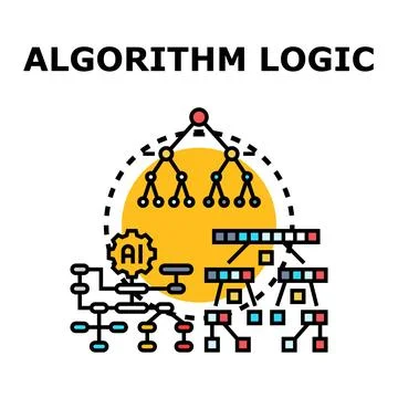 Algorithm logic and data structuring concept developing Stock Illustration