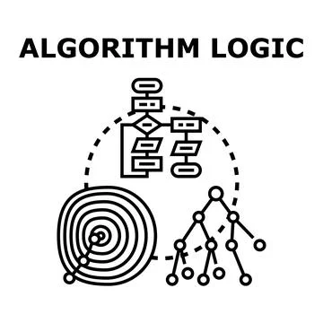 Algorithm logic coding scheme development planning process Illustrazione stock