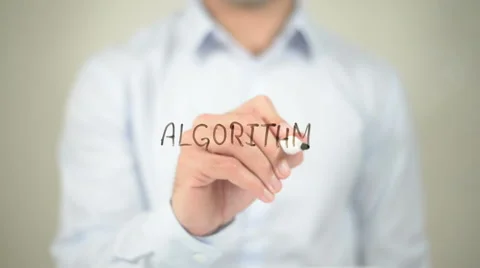 Algorithm , man writing on transparent screen Stock-Footage 62763702