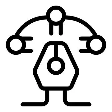 Algorithm managing three nodes connecting with lines icon outline Stock Illustration