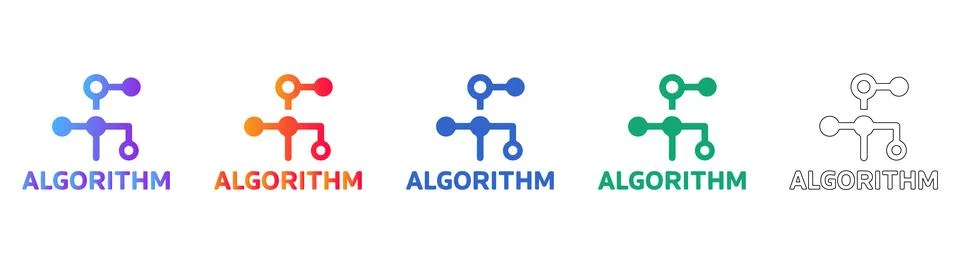 Algorithm Network Logic Icon Set Stock Illustration