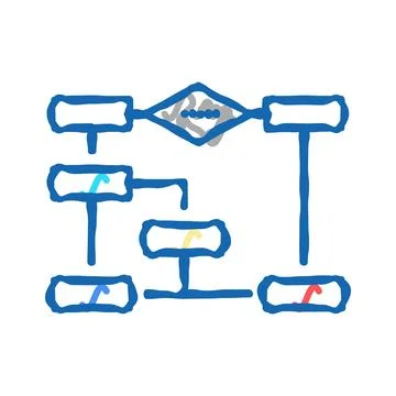 Algorithm neural network icon doodle illustration Stock Illustration
