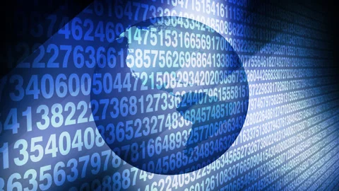 Algorithm for numerical code generation and data analysis exploring world globe Stock Footage 271181842