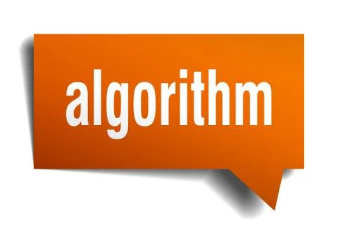 Algorithm orange 3d speech bubble Stock Illustration
