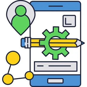 Algorithm process vector icon mobile app develop Stock-Illustration