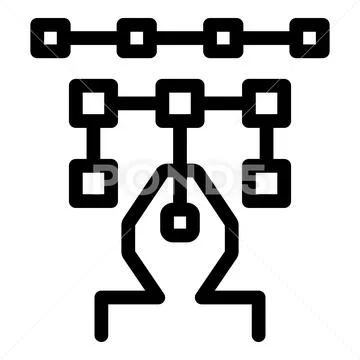 Algorithm programming code connecting data blocks icon Stock Illustration