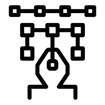 Algorithm programming code connecting data blocks icon Stock Illustration