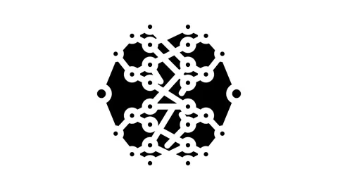 Algorithm quantum technology glyph icon animation Video stock 326740507