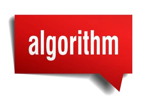 Algorithm red 3d speech bubble Stock Illustration