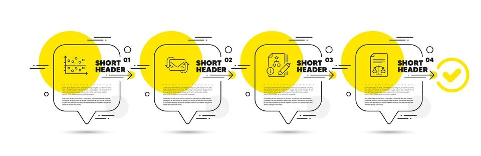 Algorithm, Refresh mail and Dot plot icons set. Legal documents sign. Project Stock Illustration