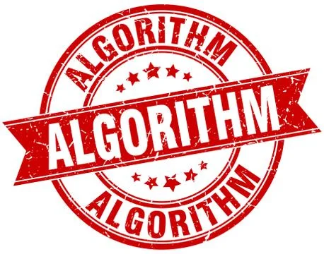 Algorithm round grunge ribbon stamp イラスト素材