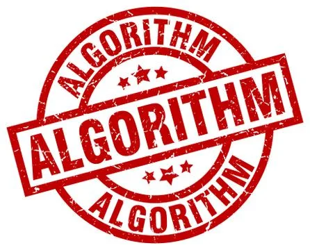 Algorithm round red grunge stamp Stock Illustration