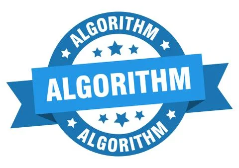 Algorithm round ribbon isolated label. algorithm sign 스톡 일러스트