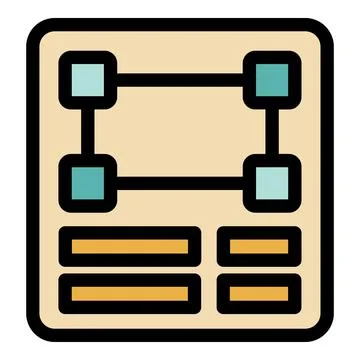 Algorithm scheme connecting data blocks and processing information Stock Illustration