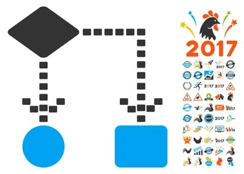 Algorithm Scheme Icon With 2017 Year Bonus Symbols Stock Illustration