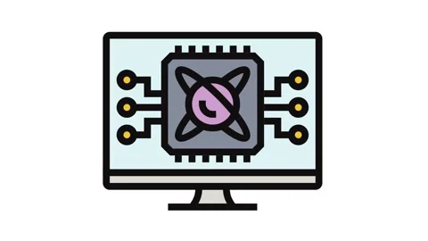 Algorithm screen quantum computer color icon animation 스톡 동영상 326115920