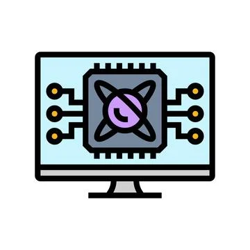 Algorithm screen quantum computer color icon vector illustration Stock Illustration