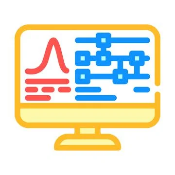 Algorithm screen quantum computer color icon vector illustration Stock Illustration