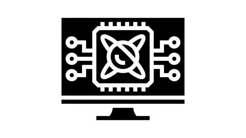 Algorithm screen quantum computer glyph icon animation Video stock 326142113
