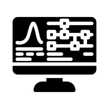 Algorithm screen quantum computer glyph icon vector illustration Stock Illustration