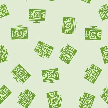 Algorithm screen quantum computer glyph seamless pattern Stock Illustration