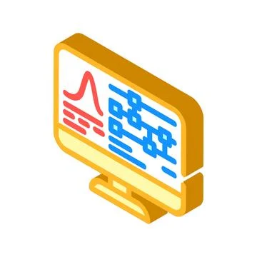 Algorithm screen quantum computer isometric icon vector illustration Stock Illustration