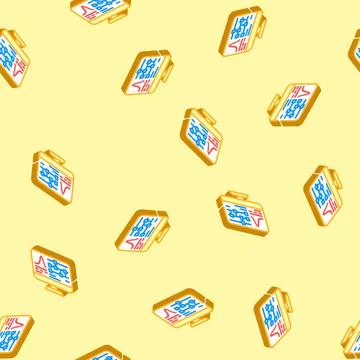 Algorithm screen quantum computer isometric icon seamless pattern Stock Illustration