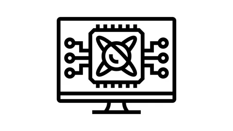 Algorithm screen quantum computer line icon animation Stock Footage 326123176