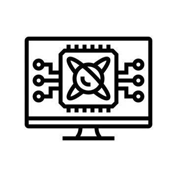 Algorithm screen quantum computer line icon vector illustration Stock Illustration