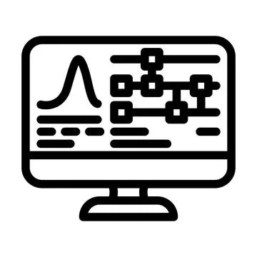Algorithm screen quantum computer line icon vector illustration Stock Illustration