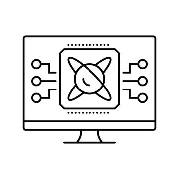 Algorithm screen quantum computer line icon vector illustration Stock Illustration