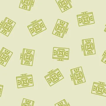 Algorithm screen quantum computer line seamless pattern Stock Illustration