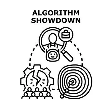 Algorithm showdown concept presenting data analysis process Stock Illustration
