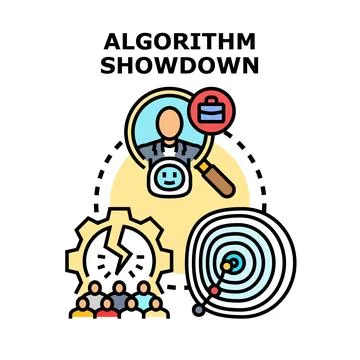 Algorithm showdown concept presenting data analysis process Stock Illustration