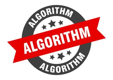 Algorithm sign. algorithm round ribbon sticker. algorithm tag Stock Illustration