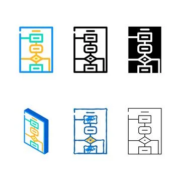 Algorithm software data science color icon vector set 库存插图