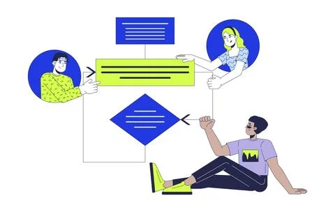Algorithm in software development 2D illustration concept Stock Illustration