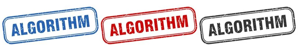 Algorithm square isolated sign set. algorithm stamp Illustrazione stock