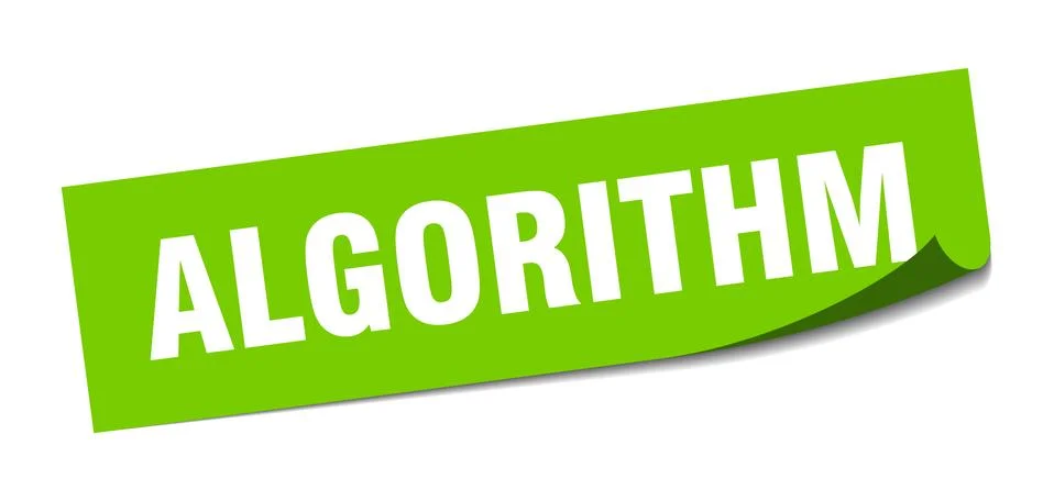 Algorithm sticker. algorithm square sign. algorithm. peeler Stock Illustration