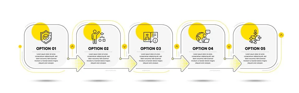 Algorithm, Technical algorithm and Block diagram icons set. Confirmed sign Stock Illustration