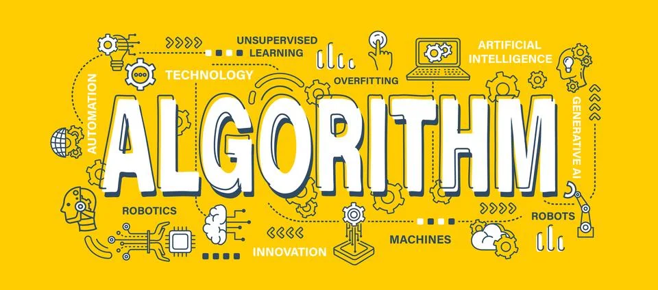 Algorithm . Technology and AI artificial intelligence concept . Word with o.. Stock Illustration